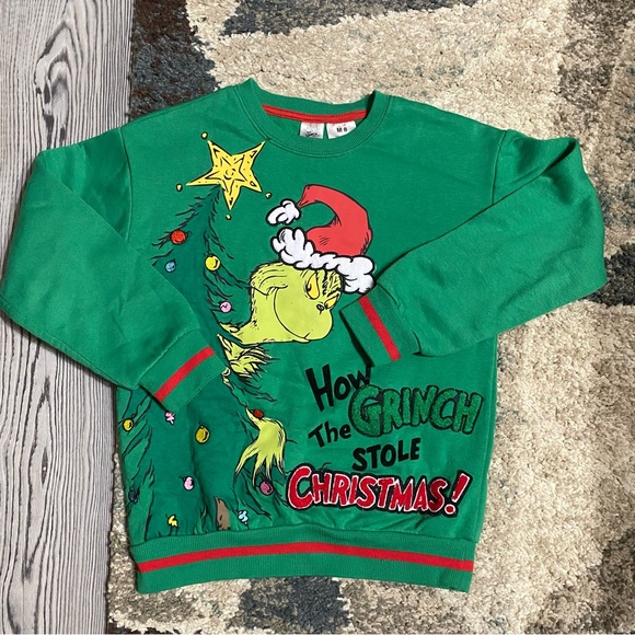 Dr. Seuss Green Grinch Christmas Sweatshirt Kids Size 8 - Picture 2 of 8